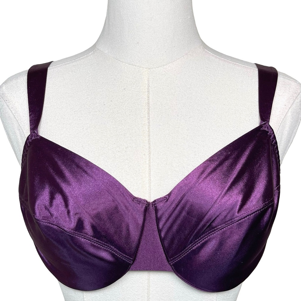 Vintage Delicates Bra Underwire Satin 36C Purple Shiny Second Skin Style 7973